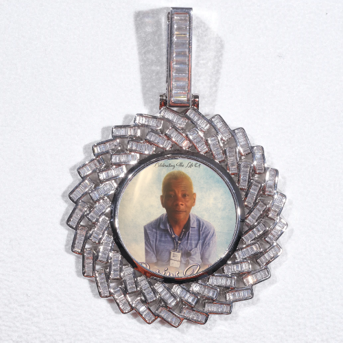 Large 3D Baguette Custom Picture Pendant