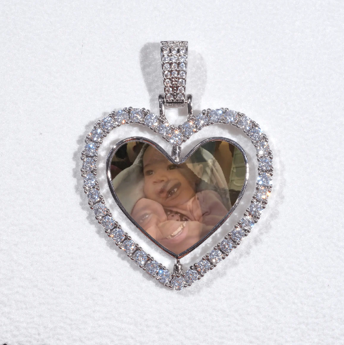 3D Spinning 2-Faced Heart Custom Picture Pendant