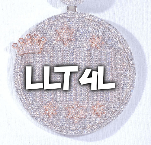 CUSTOM LETTER NECKLACE 3D BIG CROWN DISC