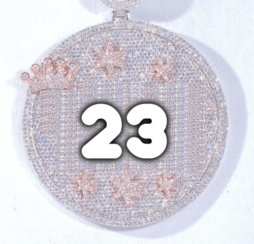 CUSTOM LETTER NECKLACE 3D BIG CROWN DISC