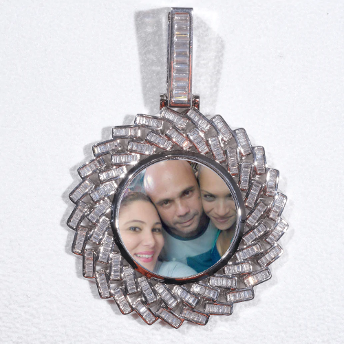 Large 3D Baguette Custom Picture Pendant
