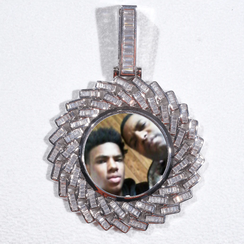 Large 3D Baguette Custom Picture Pendant