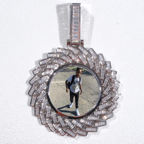 Large 3D Baguette Custom Picture Pendant