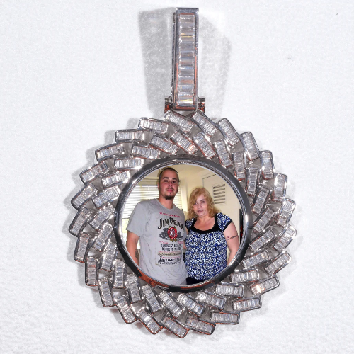 Large 3D Baguette Custom Picture Pendant