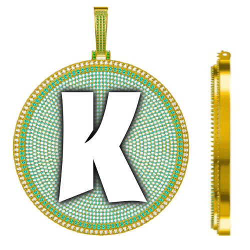 CUSTOM LETTER NECKLACE 3D BIG DISC
