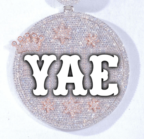 CUSTOM LETTER NECKLACE 3D BIG CROWN DISC