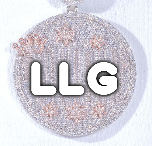 CUSTOM LETTER NECKLACE 3D BIG CROWN DISC
