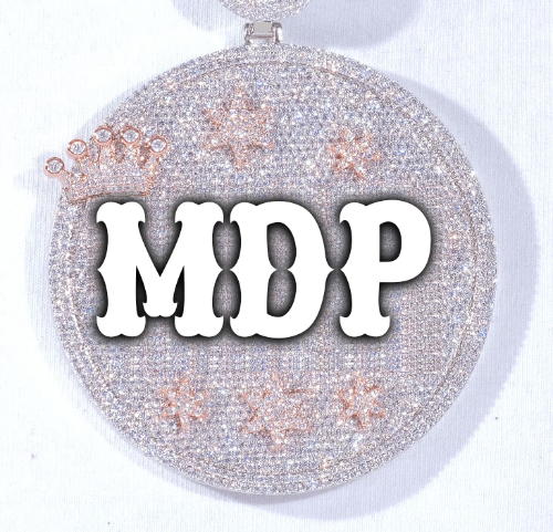 CUSTOM LETTER NECKLACE 3D BIG CROWN DISC