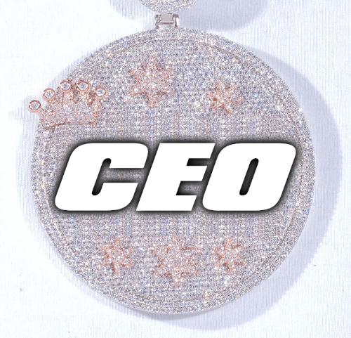 CUSTOM LETTER NECKLACE 3D BIG CROWN DISC