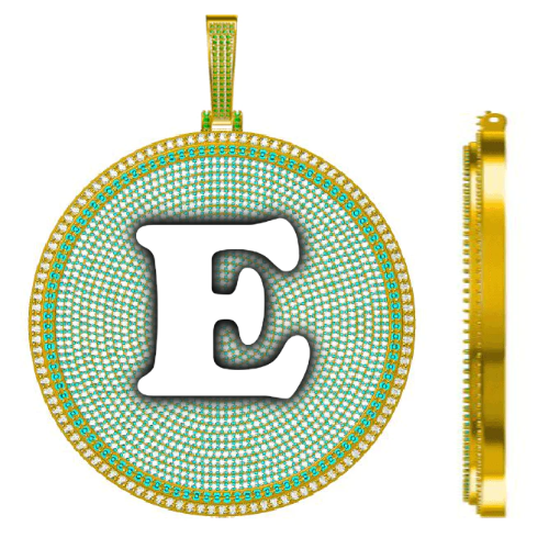 CUSTOM LETTER NECKLACE 3D BIG DISC