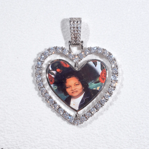 3D Spinning 2-Faced Heart Custom Picture Pendant