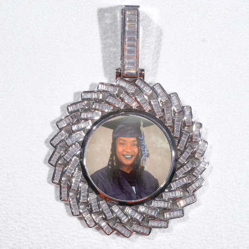 Large 3D Baguette Custom Picture Pendant