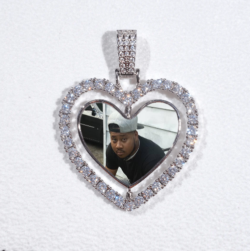3D Spinning 2-Faced Heart Custom Picture Pendant