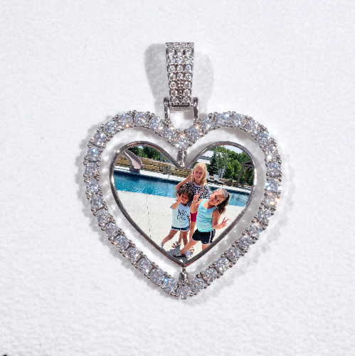 3D Spinning 2-Faced Heart Custom Picture Pendant