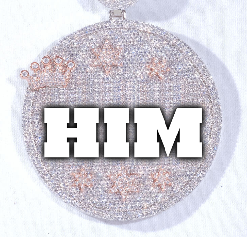 CUSTOM LETTER NECKLACE 3D BIG CROWN DISC