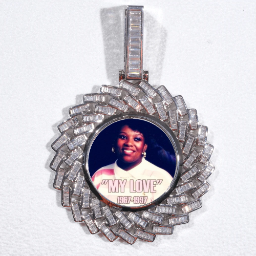 Large 3D Baguette Custom Picture Pendant