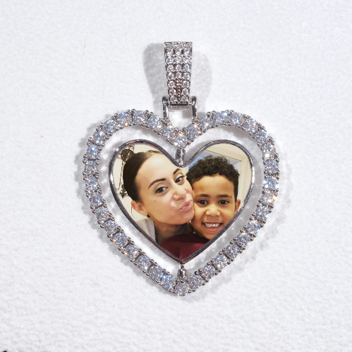3D Spinning 2-Faced Heart Custom Picture Pendant