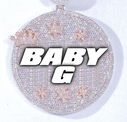 CUSTOM LETTER NECKLACE 3D BIG CROWN DISC