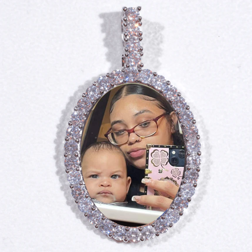 Large 3D Oval Custom Picture Pendant