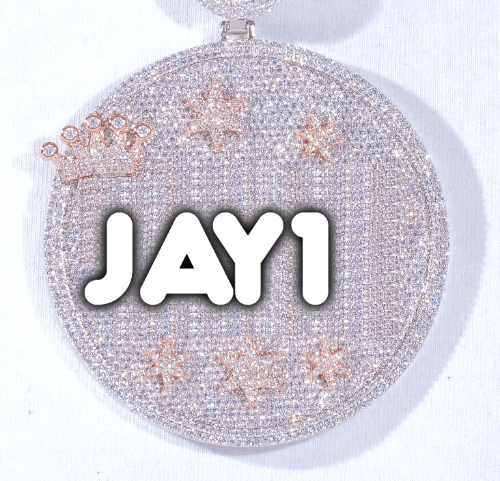 CUSTOM LETTER NECKLACE 3D BIG CROWN DISC