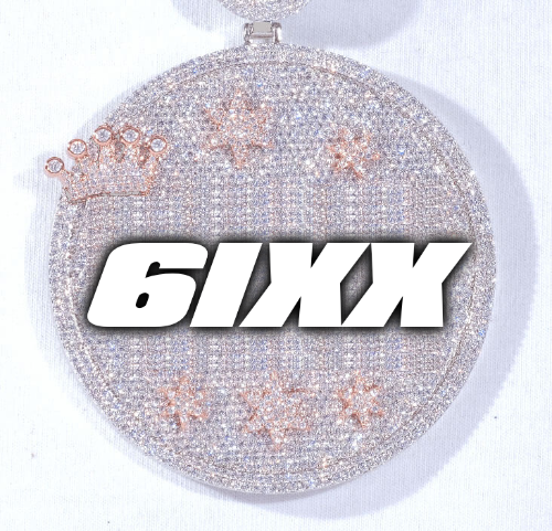 CUSTOM LETTER NECKLACE 3D BIG CROWN DISC