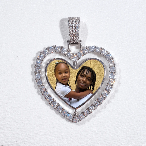 3D Spinning 2-Faced Heart Custom Picture Pendant