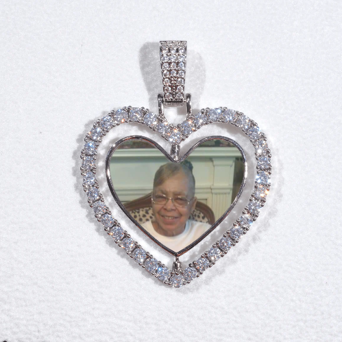 3D Spinning 2-Faced Heart Custom Picture Pendant