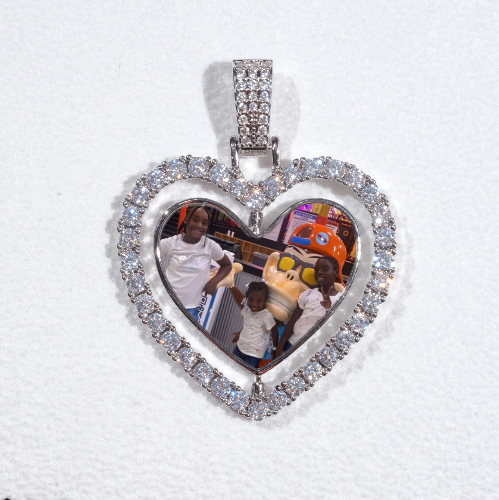 3D Spinning 2-Faced Heart Custom Picture Pendant