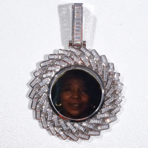 Large 3D Baguette Custom Picture Pendant