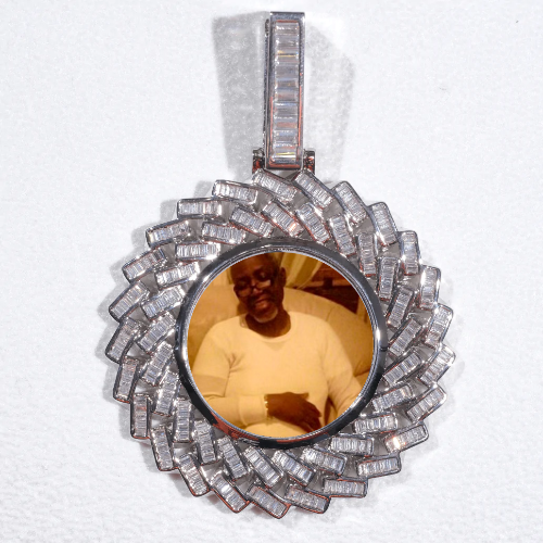 Large 3D Baguette Custom Picture Pendant