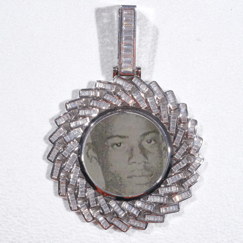 Large 3D Baguette Custom Picture Pendant