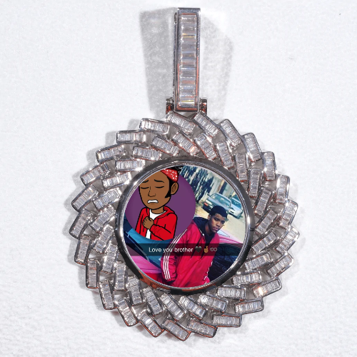 Large 3D Baguette Custom Picture Pendant