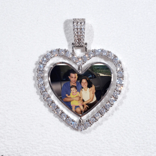 3D Spinning 2-Faced Heart Custom Picture Pendant