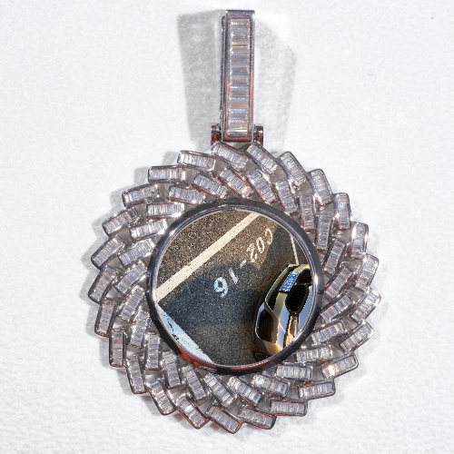 Large 3D Baguette Custom Picture Pendant