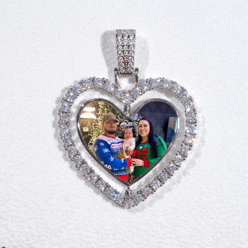 3D Spinning 2-Faced Heart Custom Picture Pendant