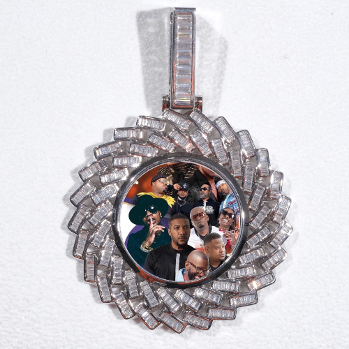 Large 3D Baguette Custom Picture Pendant