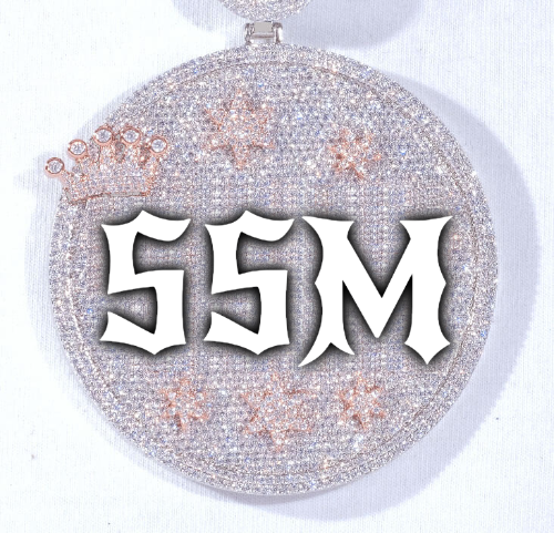 CUSTOM LETTER NECKLACE 3D BIG CROWN DISC