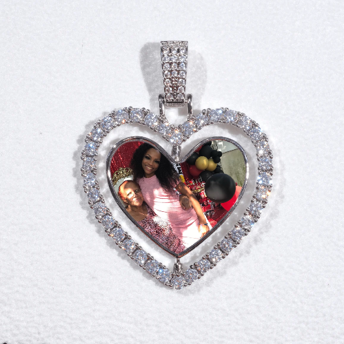 3D Spinning 2-Faced Heart Custom Picture Pendant