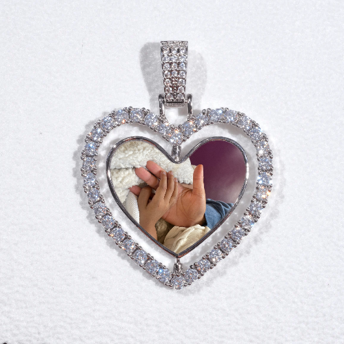 3D Spinning 2-Faced Heart Custom Picture Pendant