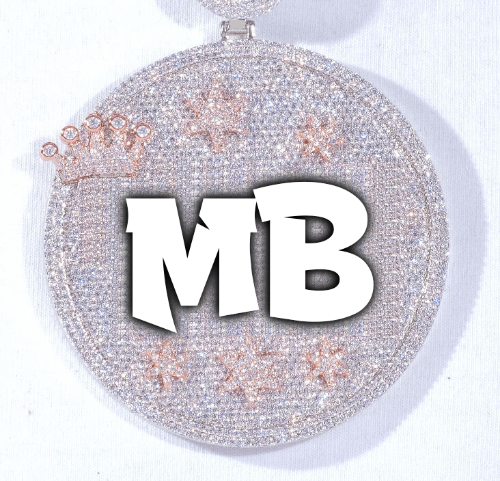 CUSTOM LETTER NECKLACE 3D BIG CROWN DISC