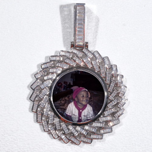 Large 3D Baguette Custom Picture Pendant