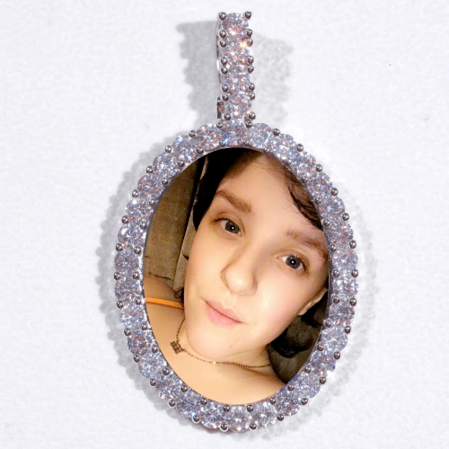 Large 3D Oval Custom Picture Pendant