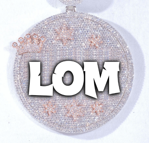 CUSTOM LETTER NECKLACE 3D BIG CROWN DISC