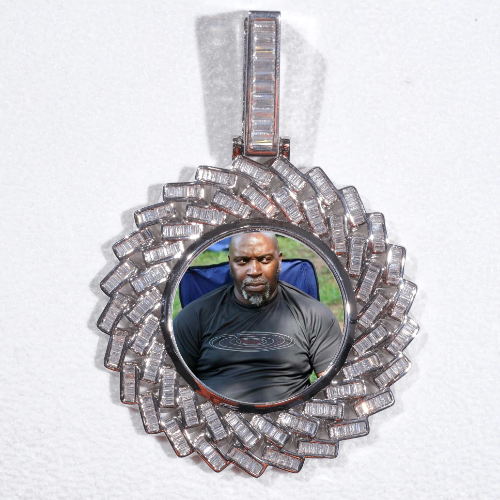 Large 3D Baguette Custom Picture Pendant