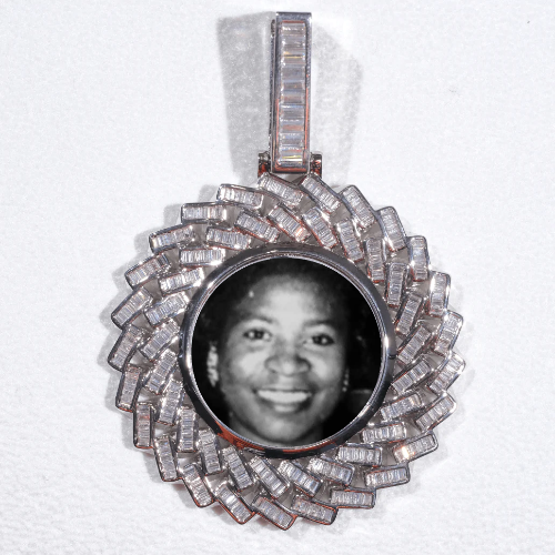 Large 3D Baguette Custom Picture Pendant