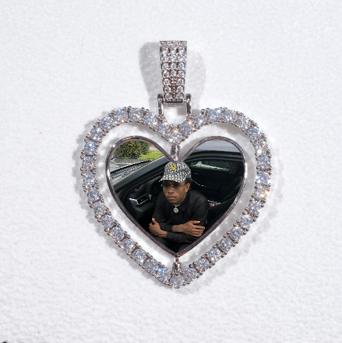 3D Spinning 2-Faced Heart Custom Picture Pendant