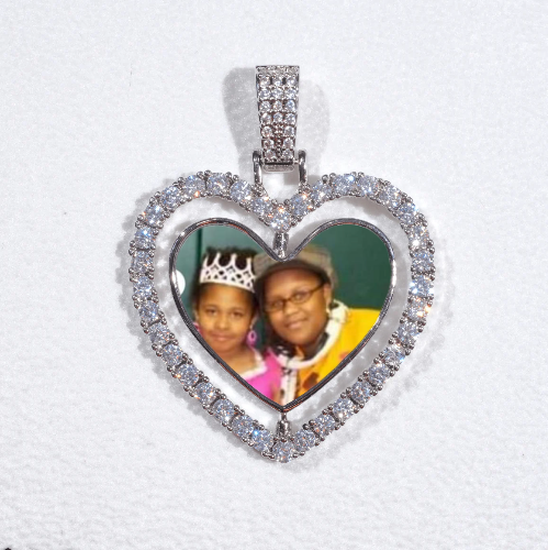 3D Spinning 2-Faced Heart Custom Picture Pendant