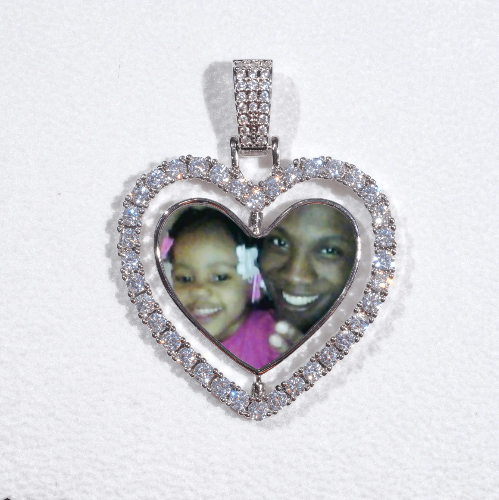 3D Spinning 2-Faced Heart Custom Picture Pendant
