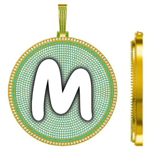 CUSTOM LETTER NECKLACE 3D BIG DISC