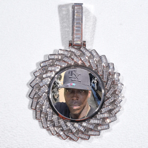 Large 3D Baguette Custom Picture Pendant